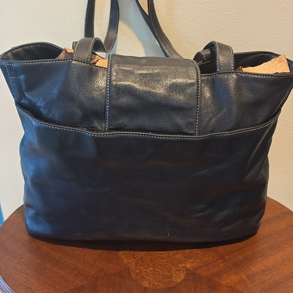 Ralph Lauren Shoulder bag  business bag  black smooth leather  simple & gorgeous - Picture 7 of 12